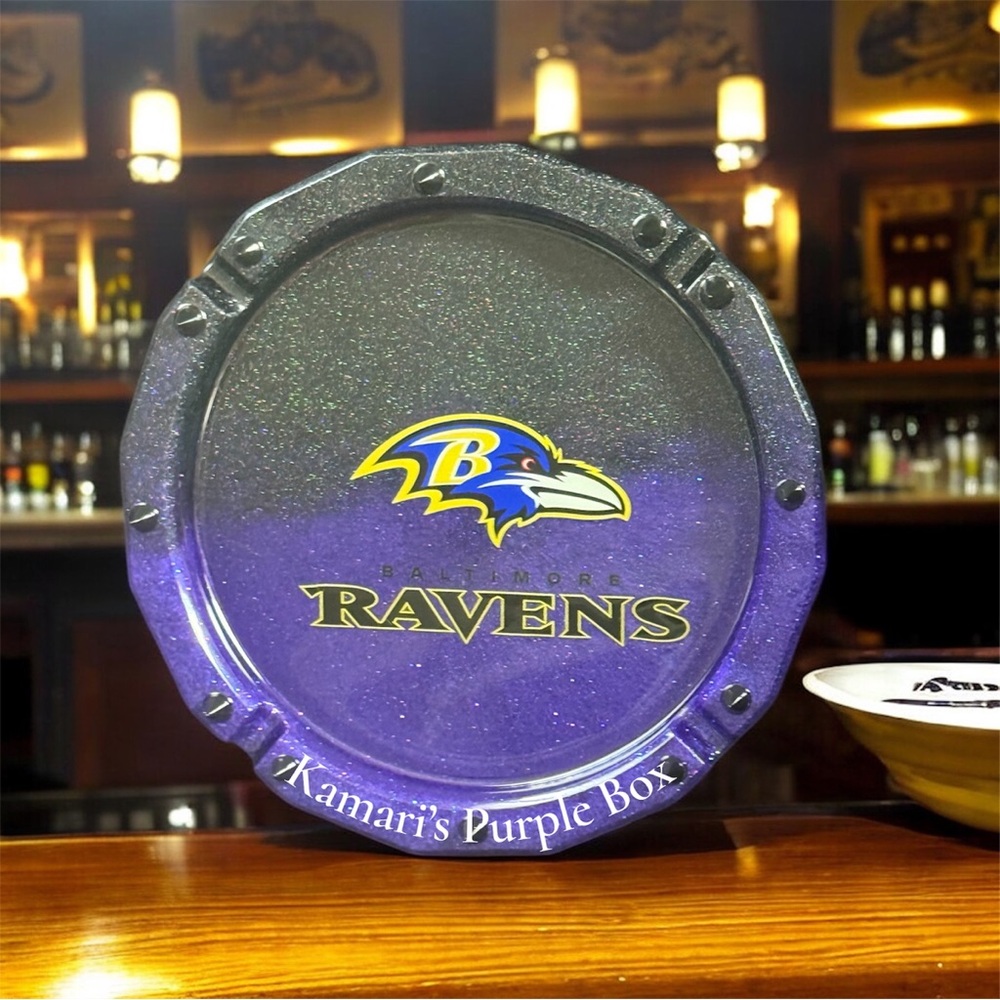 Baltimore Ravens Purple Glitter Ashtray